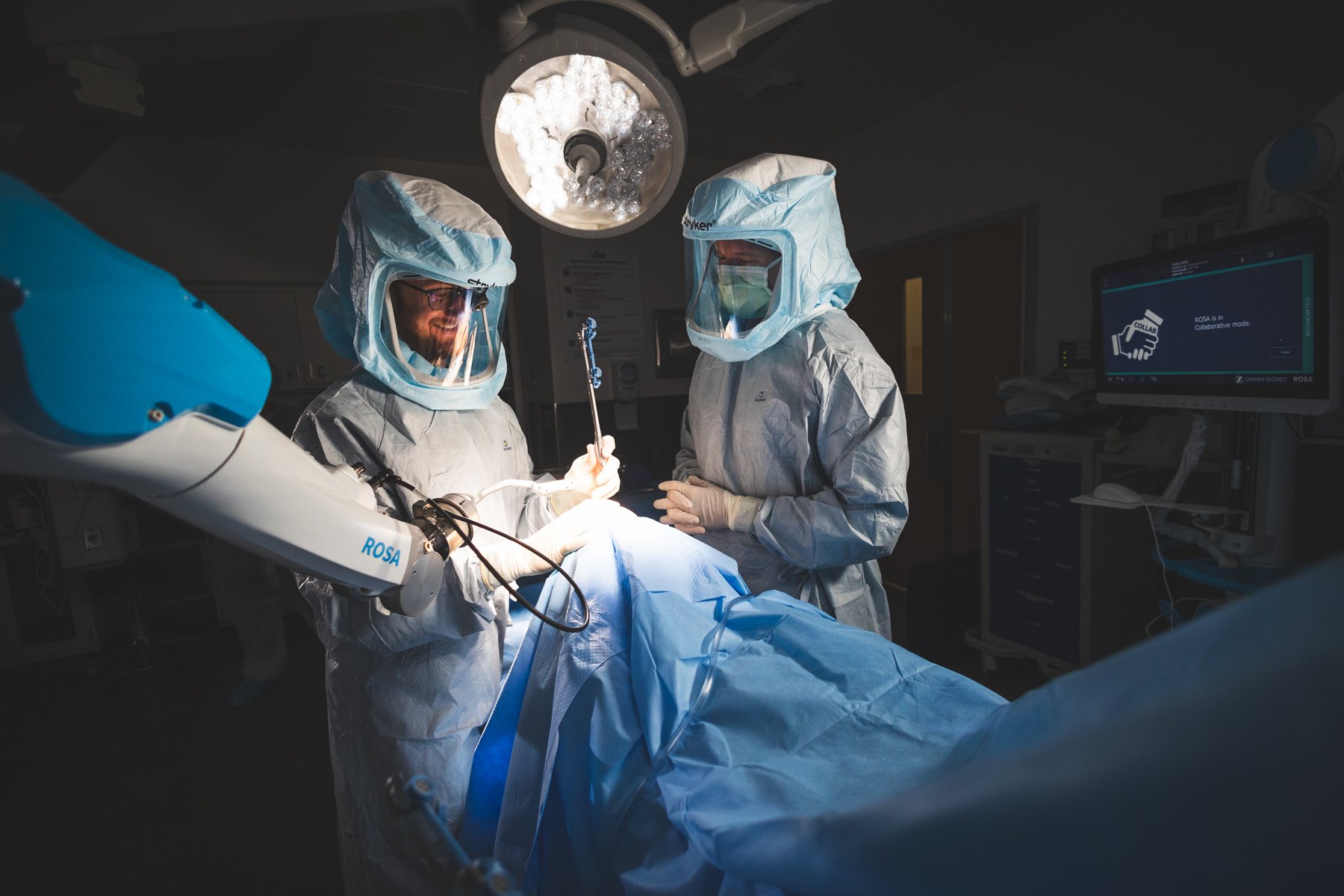 Orthopedic surgeon, Dr. Jared Rickert, in surgery