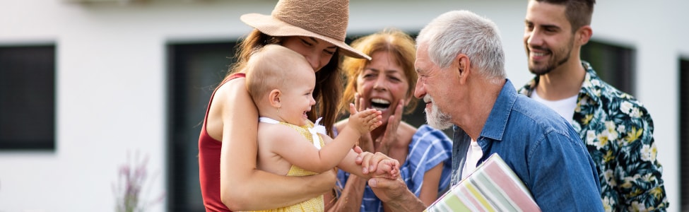 Generational family at birthday party