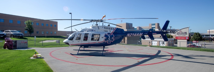 LifeNet air ambulance at Faith Health.